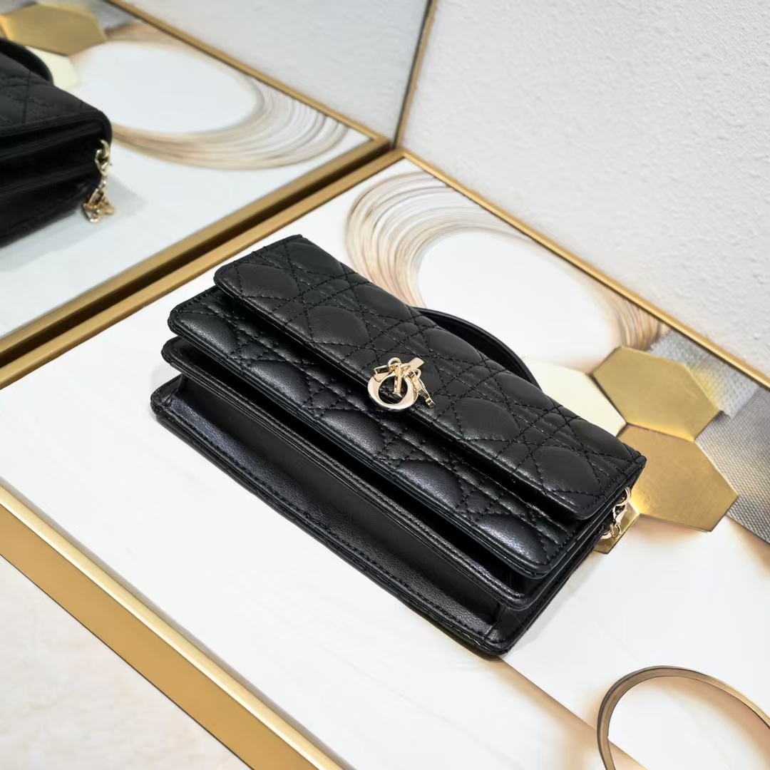 D Inspired Mini Bag Black Cannage Lambskin - Gorchic - $142.99