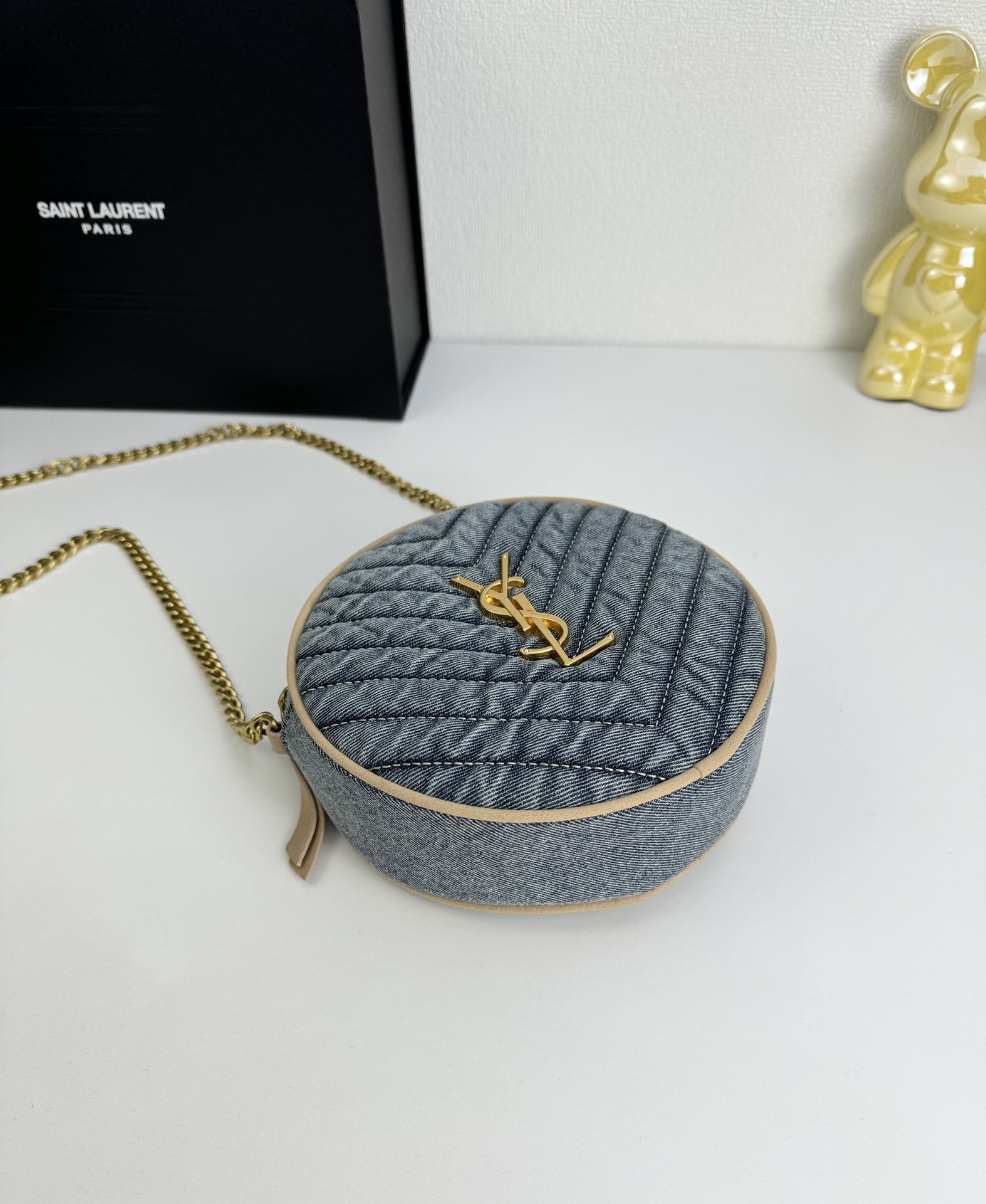 Lady Designer Nile Round Matelassé Denim Bag-Blue - Bag - Gorchic - $129.99