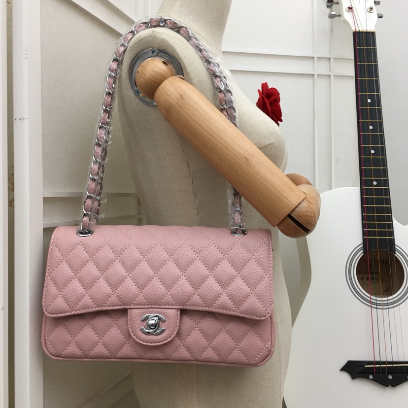 CC Inspired Classic Double Flap Bag Pink Caviar Sier Hardware - Bag - Gorchic - $122.99
