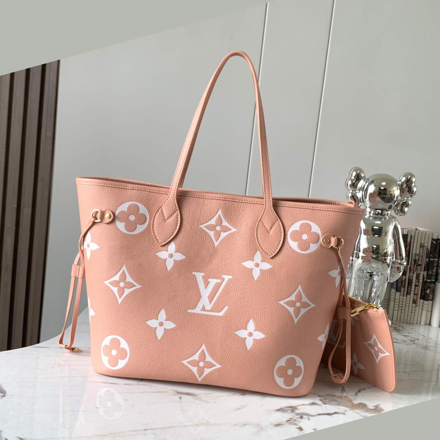 Designer Monogram Neverfull MM Pink Embossed Medium Shopping Bag - Gorchic - $124.99