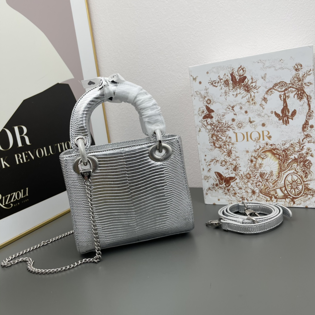 D Inspired lady bag 17cm lizard bag-Sier - Bag - Gorchic - $158.99