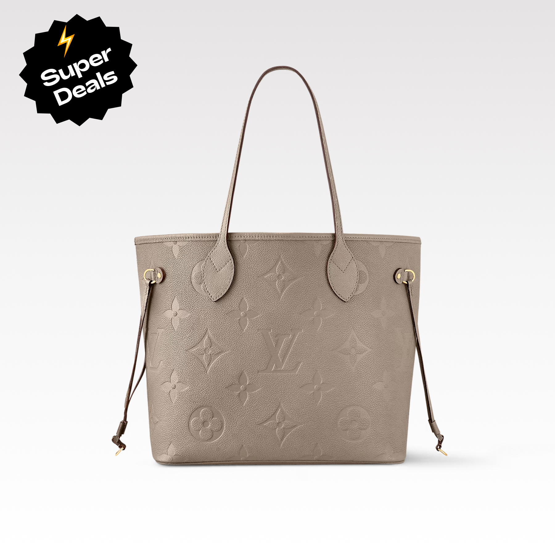 Designer Monogram Neverfull Elephant Gray Embossed Medium Handbag - Gorchic - $118.99