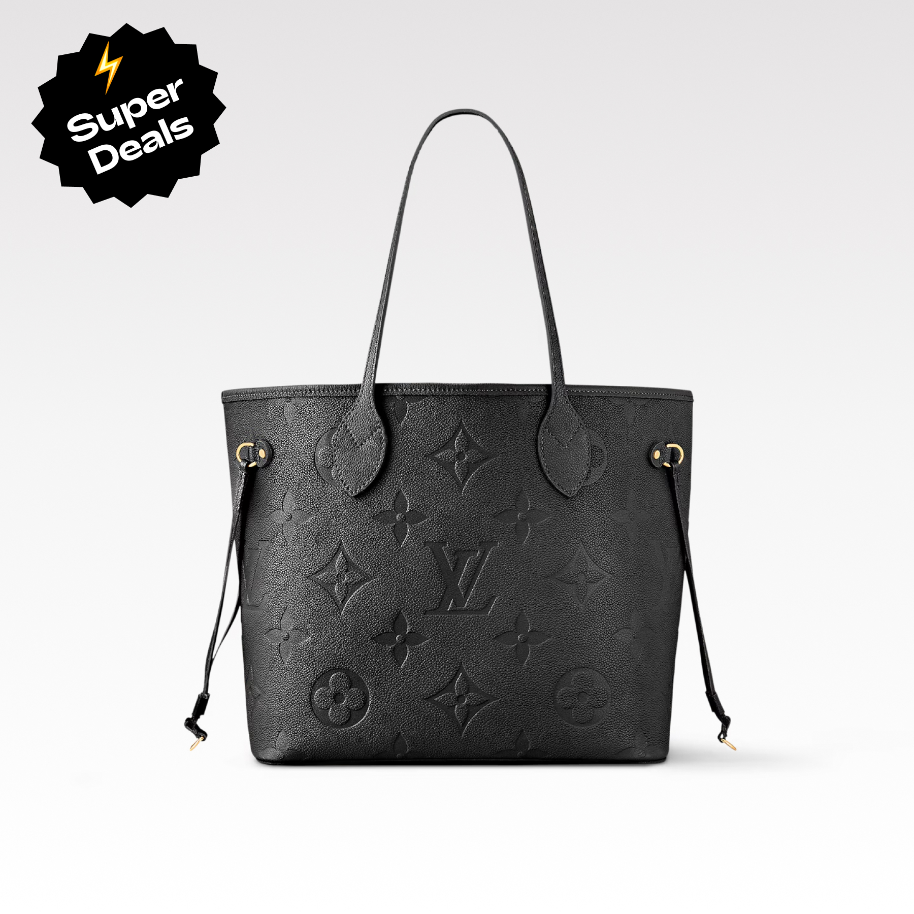 Designer Monogram Neverfull Black Embossed Medium Handbag - Gorchic - $118.99
