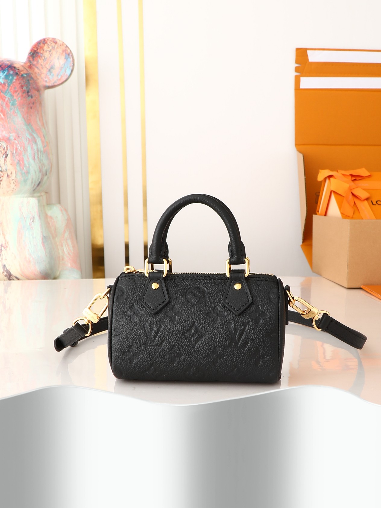 Designer Monogram Empreinte Monogram Leather Black Nano Speedy- Bag - Gorchic - $119.99