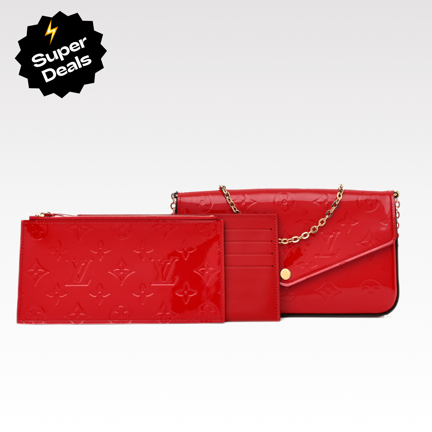 Designer Monogram Felicie Pochette Monogram Vernis- Bag - Gorchic - $82.99