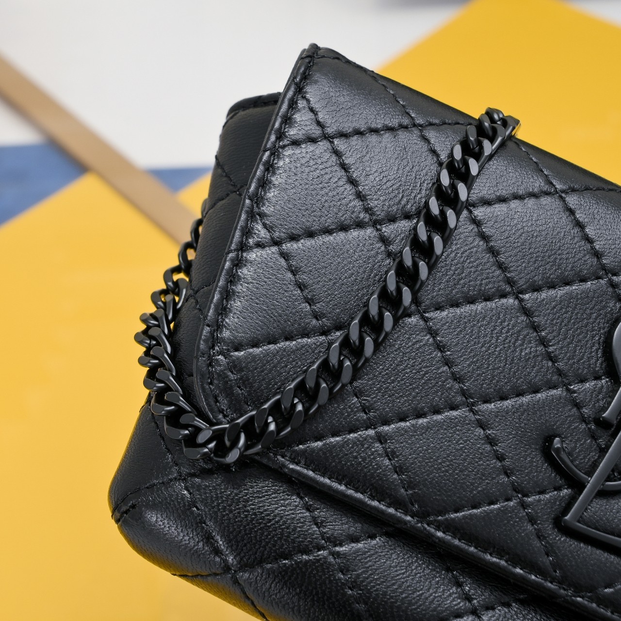 Lady Designer BLACK GABY CHAIN PHONE HOLDER IN QUILTED Calfskin-BLACK HARDWARE - Bag - Gorchic - $122.99