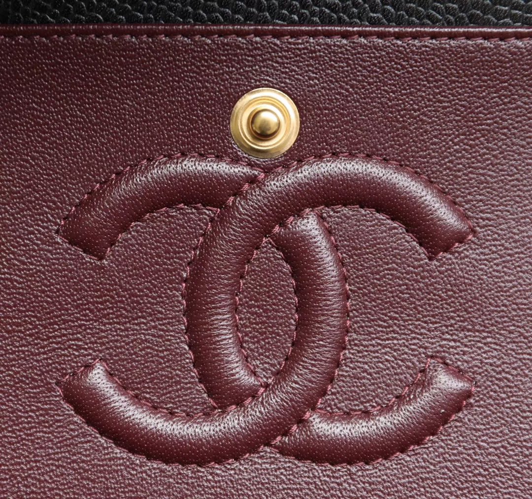 CC Inspired Classic Flag Bag Small Classic Double Flap Black Caviar Gold Hardware - Bag - Gorchic - $125.99