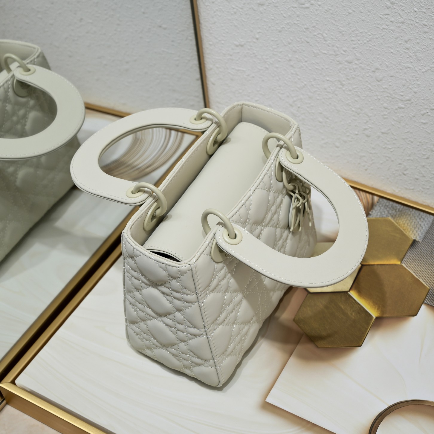 D Inspired Small Lady D Inspired Bag White Ultramatte Calfskin - Bag - Gorchic - $144.99