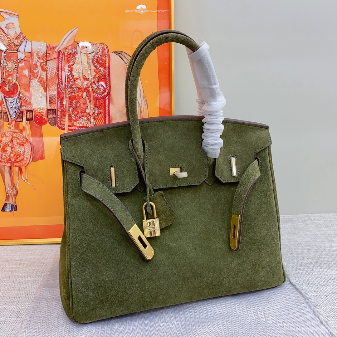 H-Inspired Birkin Bag Doblis Bag Golden Hardware-Dark Or Deep Green Bag - Gorchic - $181.99