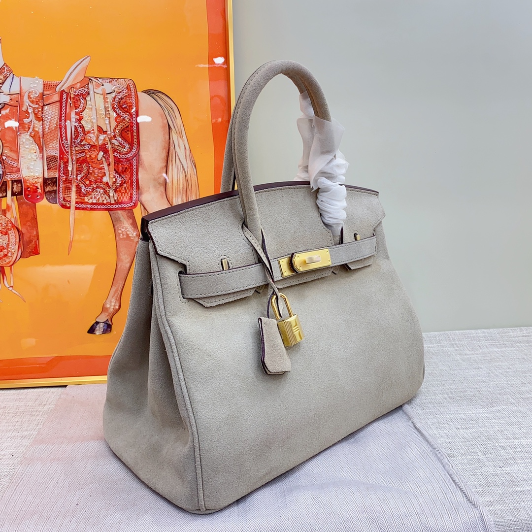 H-Inspired Birkin Bag Doblis Bag Golden Hardware-Grey Bag - Gorchic - $205.99