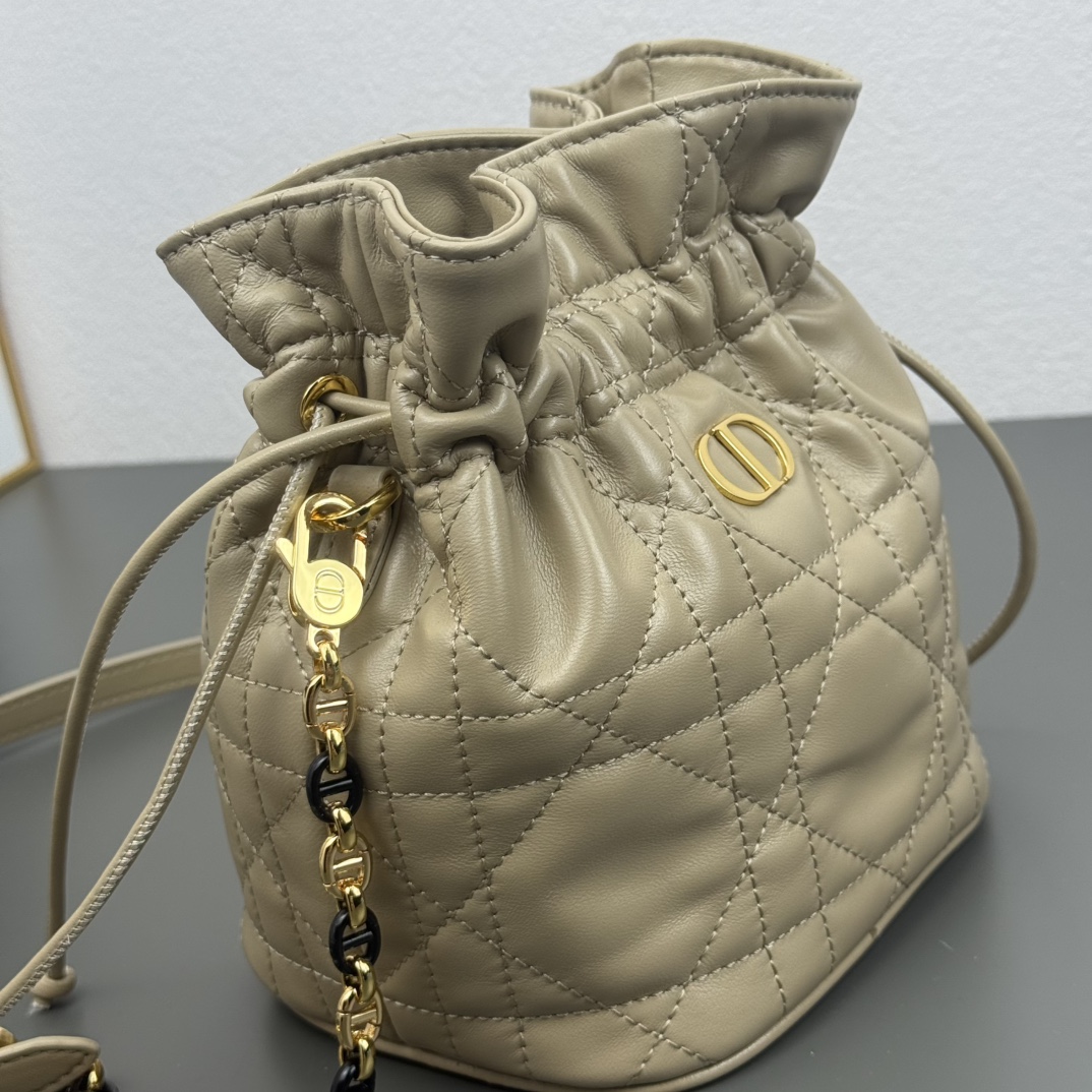D Inspired 30 Montaigne Drawstring Mini Bucket Bag - Elephant Gray Bag - Gorchic - $173.99