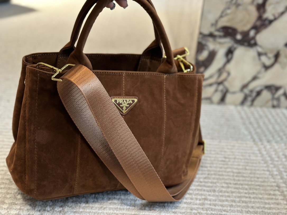 Saffiano texture Suede Triangle Label Classic Bag - Gorchic - $134.99