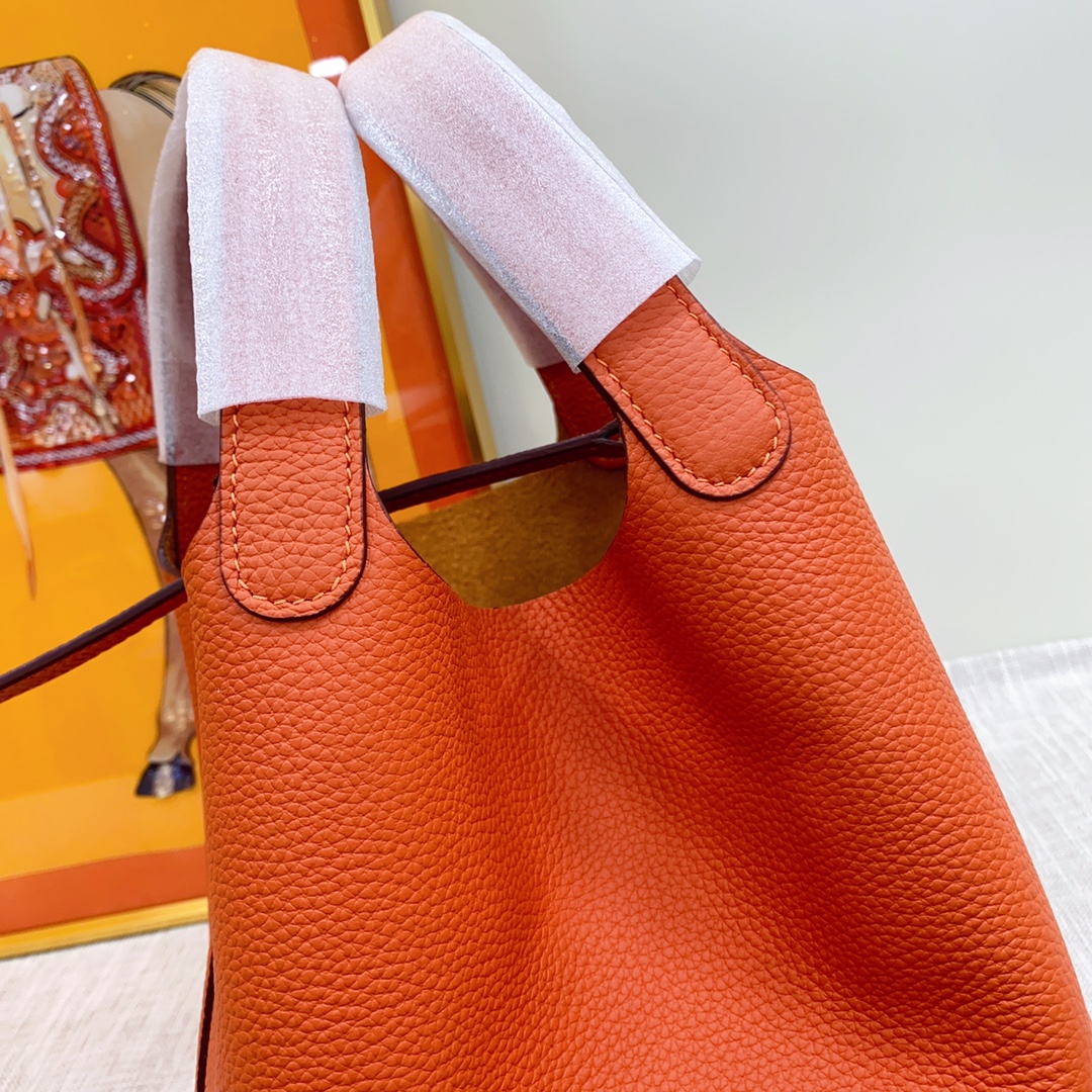 H-Inspired Clemence Picotin Lock Bag Golden Hardware-Orange Bag - Gorchic - $143.99