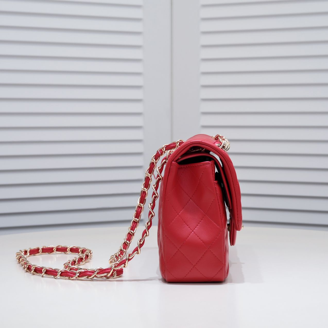 CC Inspired Classic Double Flap Bag Red Golden Hardware - Bag - Gorchic - $122.99