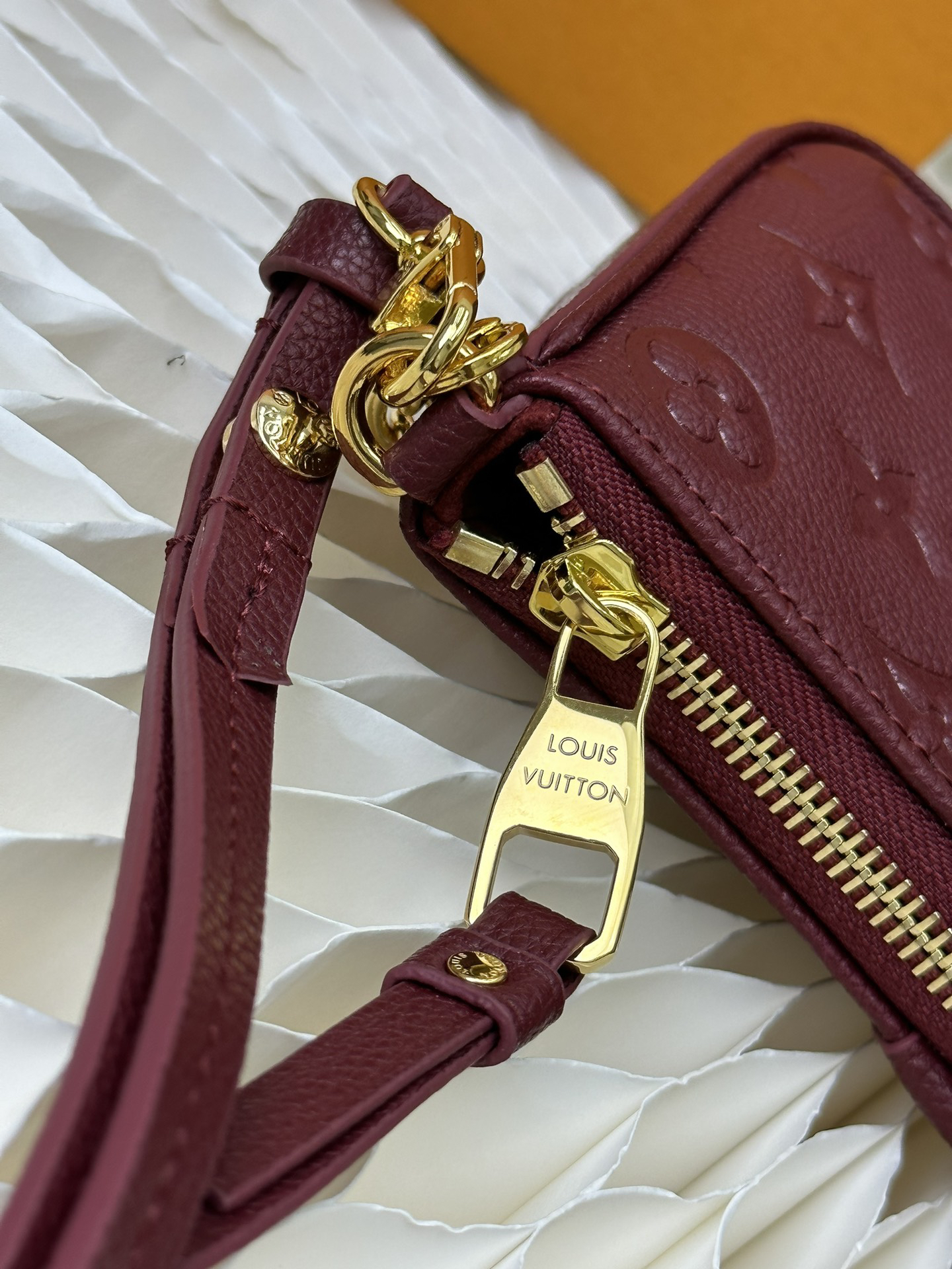 Designer Monogram Easy Pouch On Strap Handbag - Red - Gorchic - $107.99