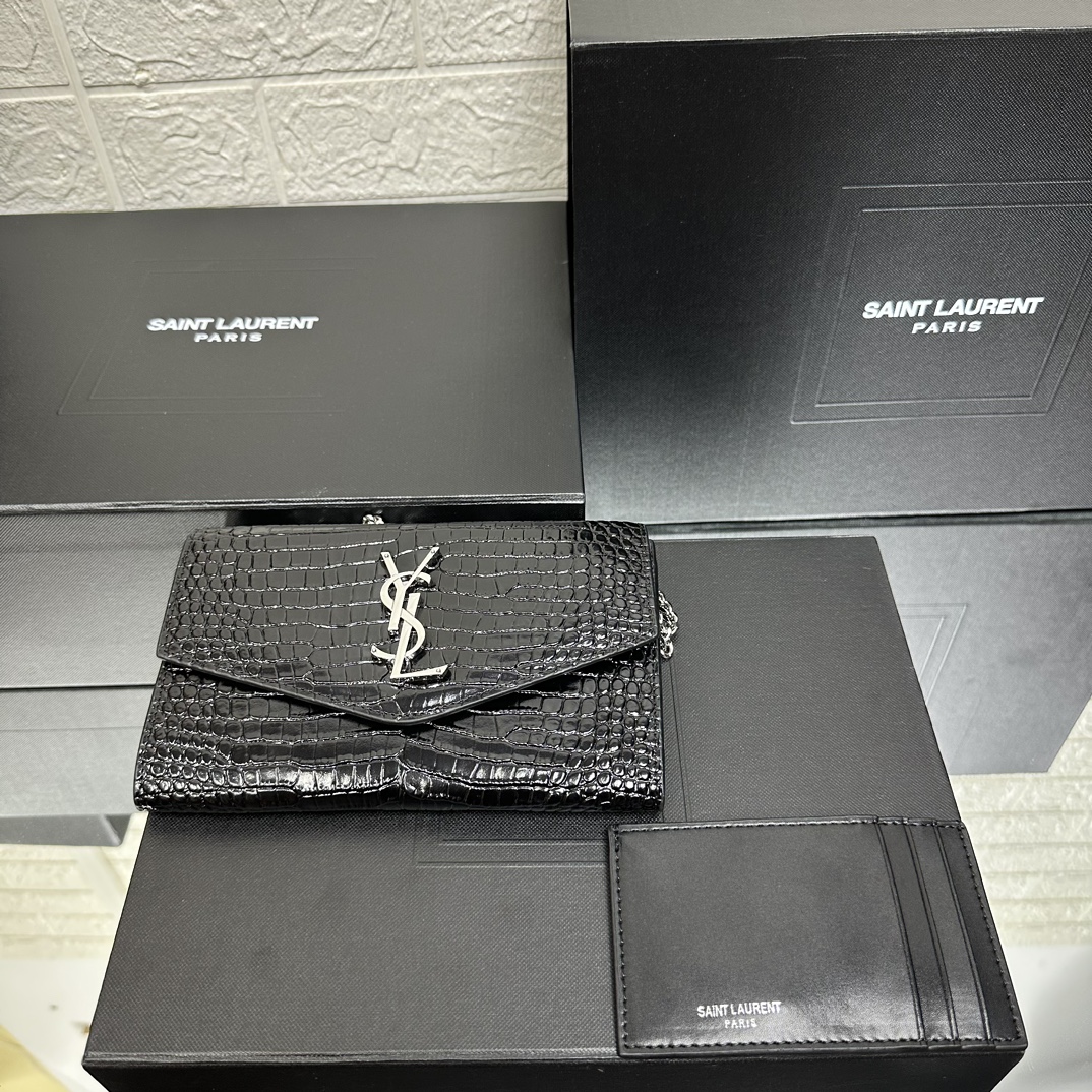 Lady Designer  Grain De Poudre Monogram Uptown Chain Wallet Black-Sier hardware - Bag - Gorchic - $122.99