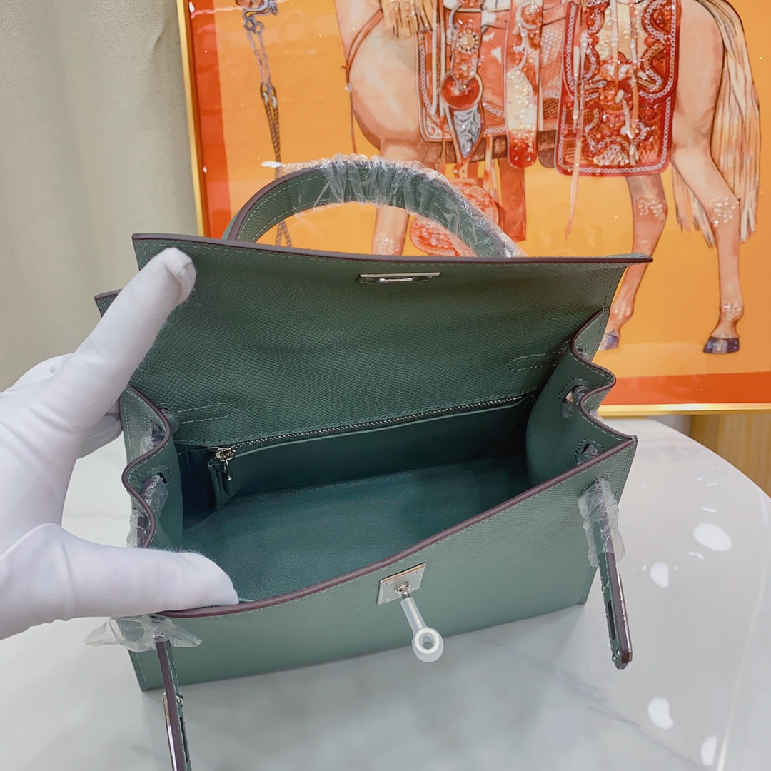 H-Inspired Kelly Haze Green Silver Hardware - Bag - Gorchic - $156.99