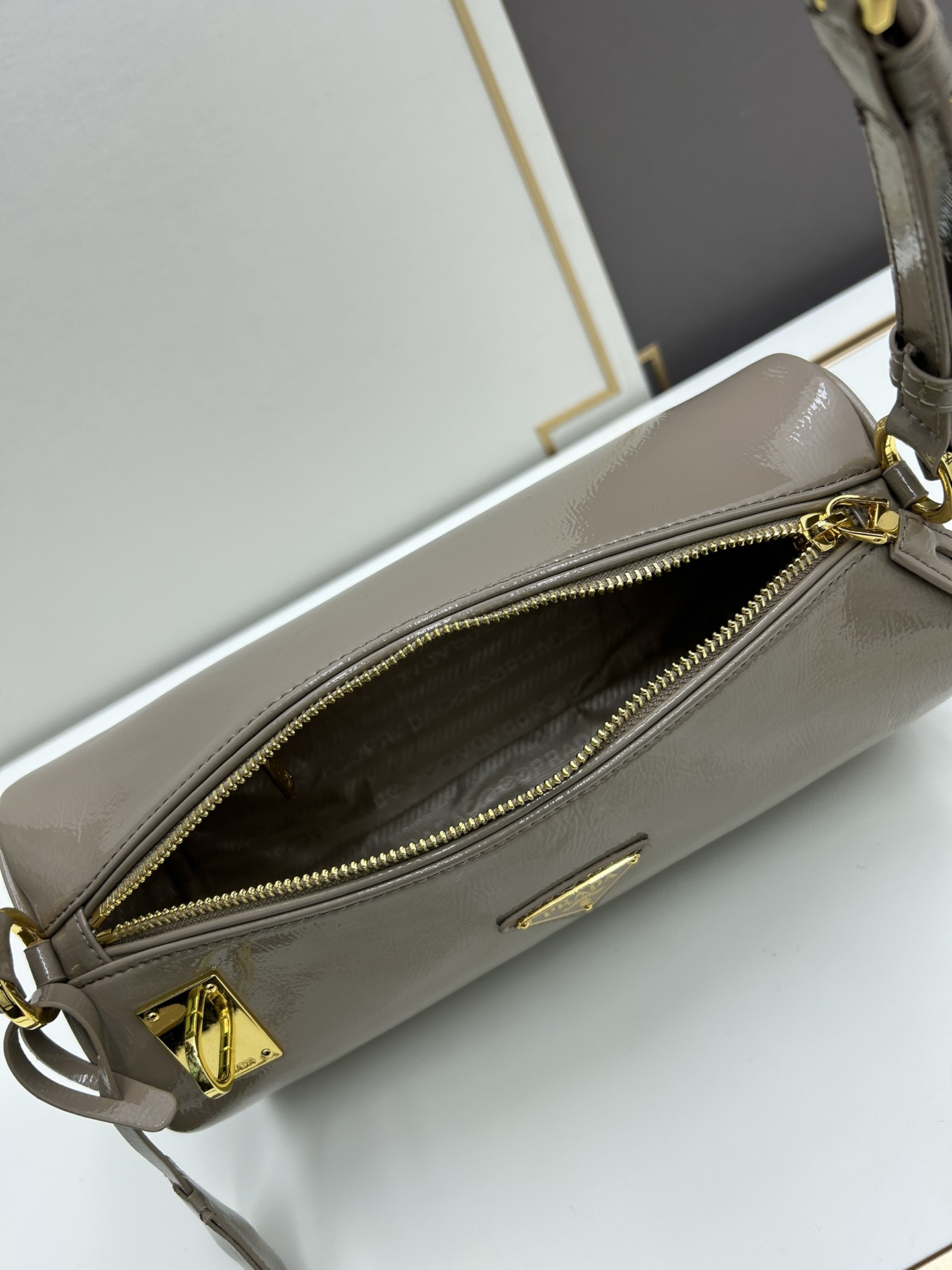 Saffiano texture Aimée Suede Shoulder Grey Bag - Gorchic - $186.99