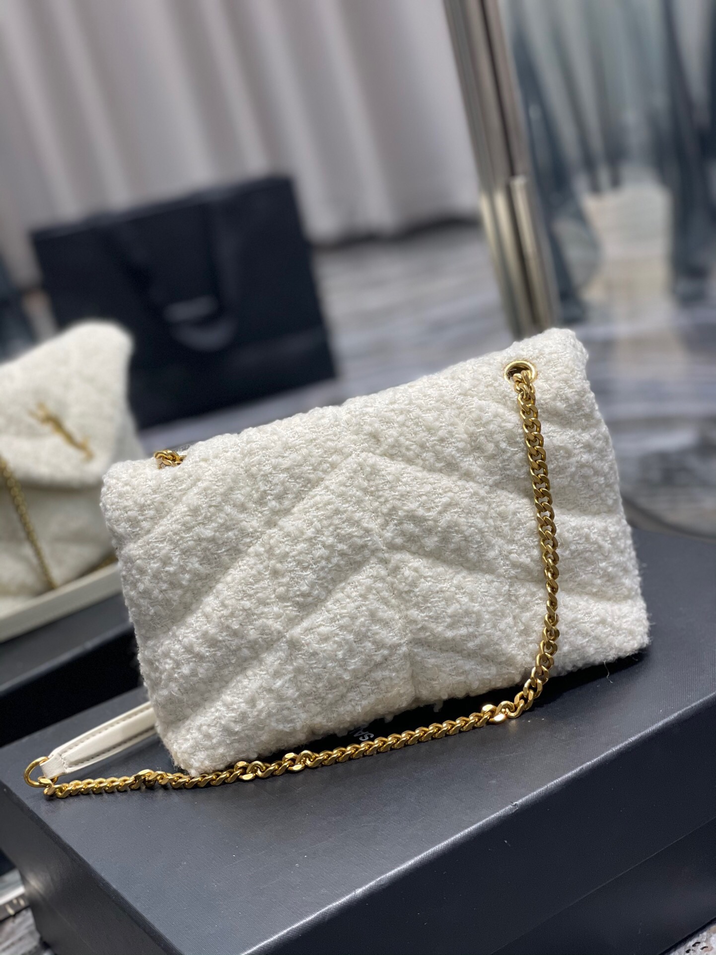Lady Designer Loulou Puffer small shoulder bag white - Bag - Gorchic - $183.99