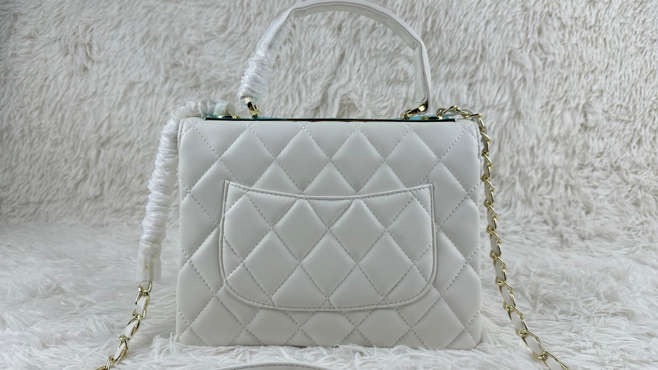 CC Inspired Top Handle Flap Bag Lambskin - White - Gorchic - $140.99