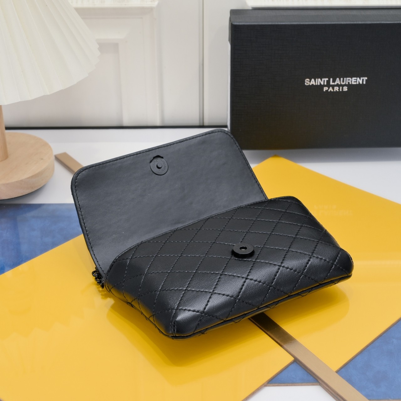 Lady Designer BLACK GABY CHAIN PHONE HOLDER IN QUILTED Calfskin-BLACK HARDWARE - Bag - Gorchic - $122.99