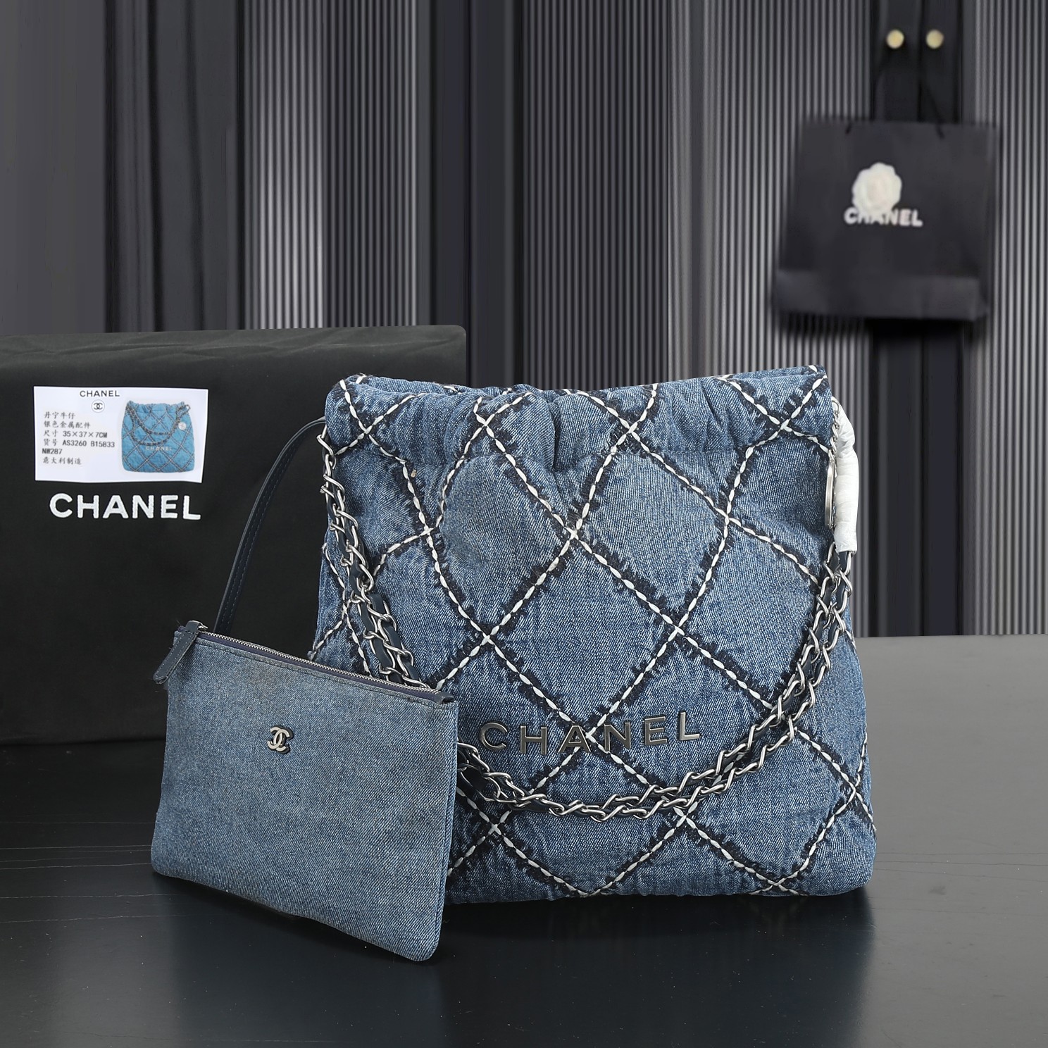 CC Inspired Stitched Denim Quilted CC Inspired 22 Blue - Bag - Gorchic - $129.99