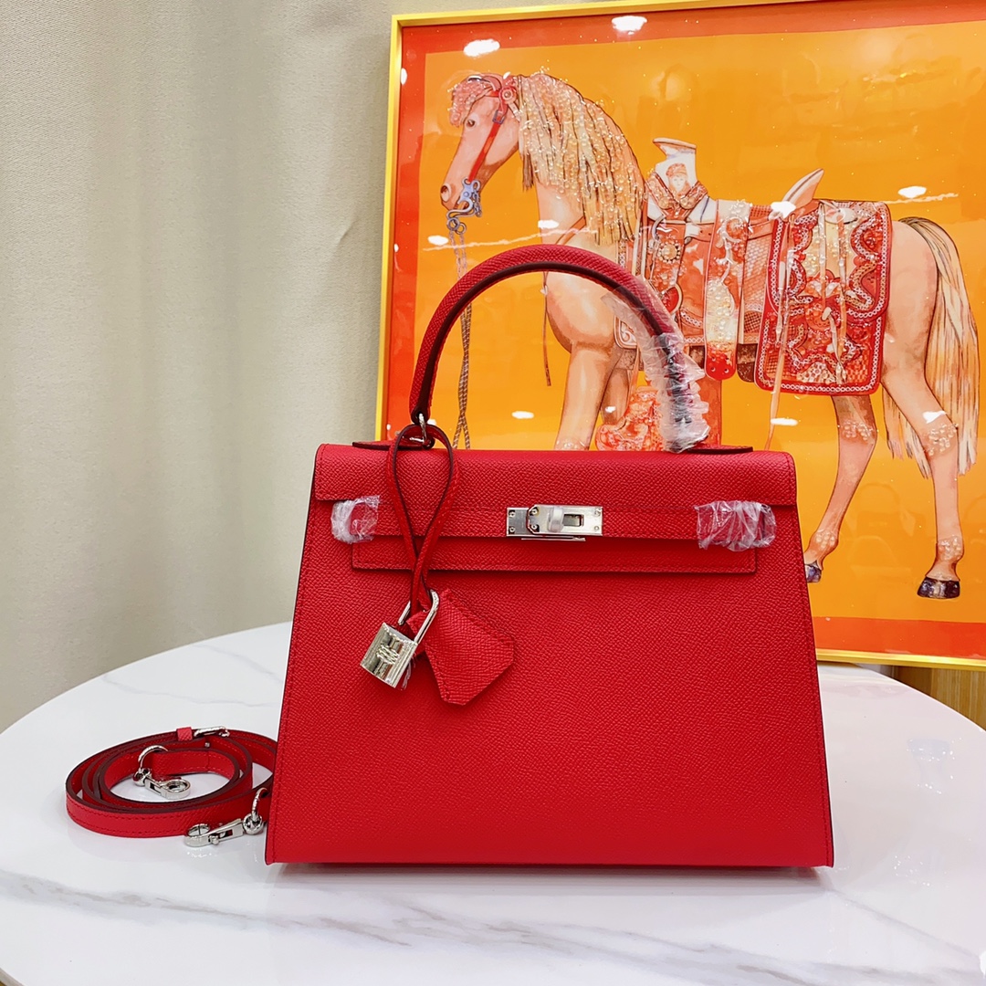 H-Inspired Kelly Haze Red Silver Hardware - Bag - Gorchic - $148.99