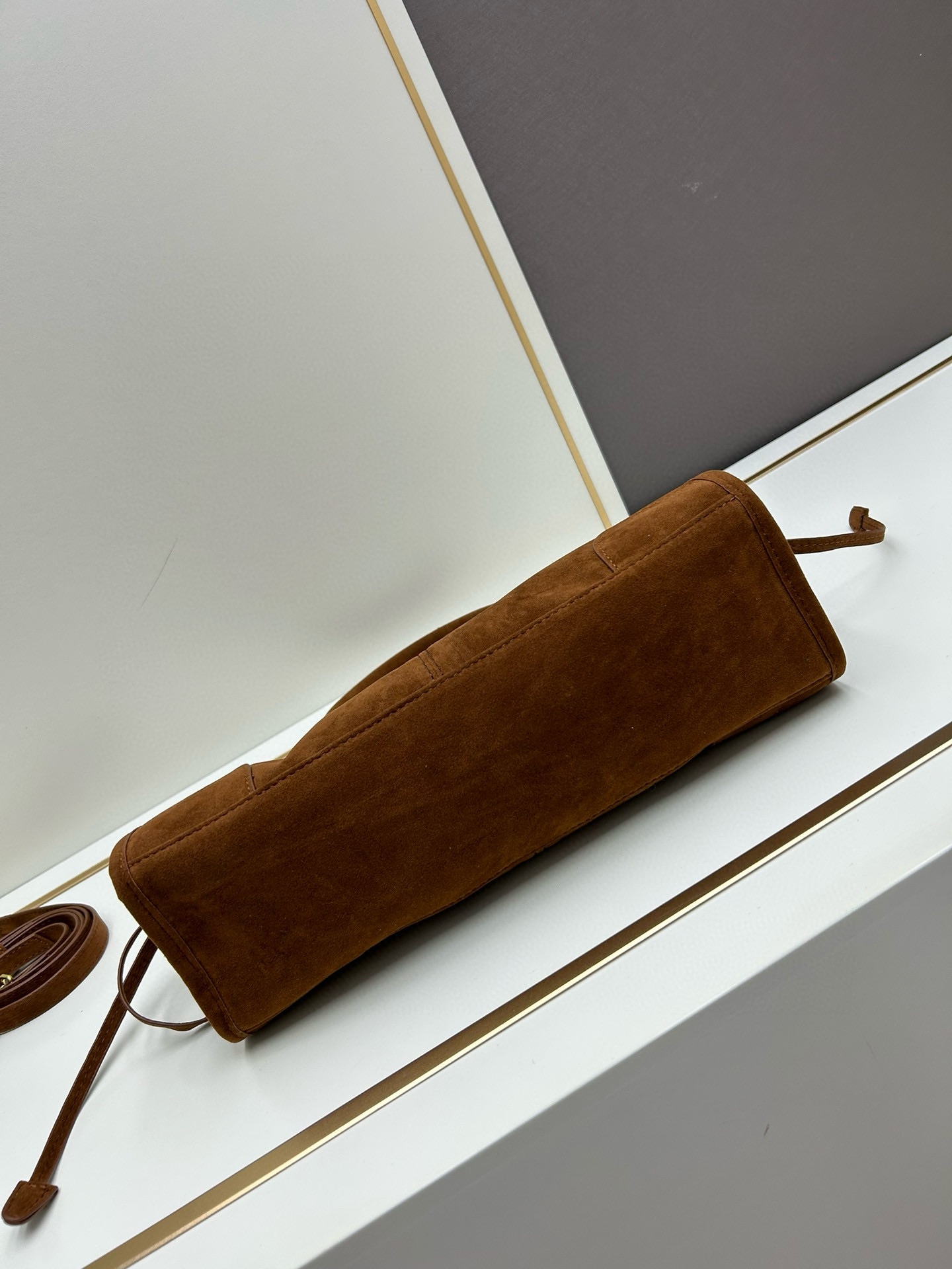 Saffiano texture Medium Suede Brown handbag - Gorchic - $131.99