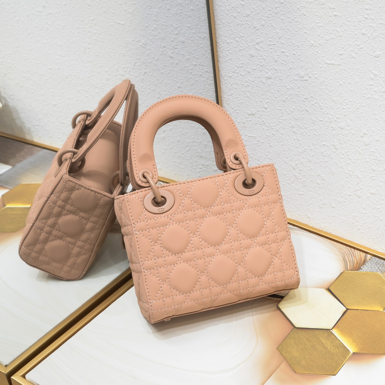 D Inspired Mini Lady D Inspired Bag Blush Ultramatte Calfskin - Bag - Gorchic - $138.99