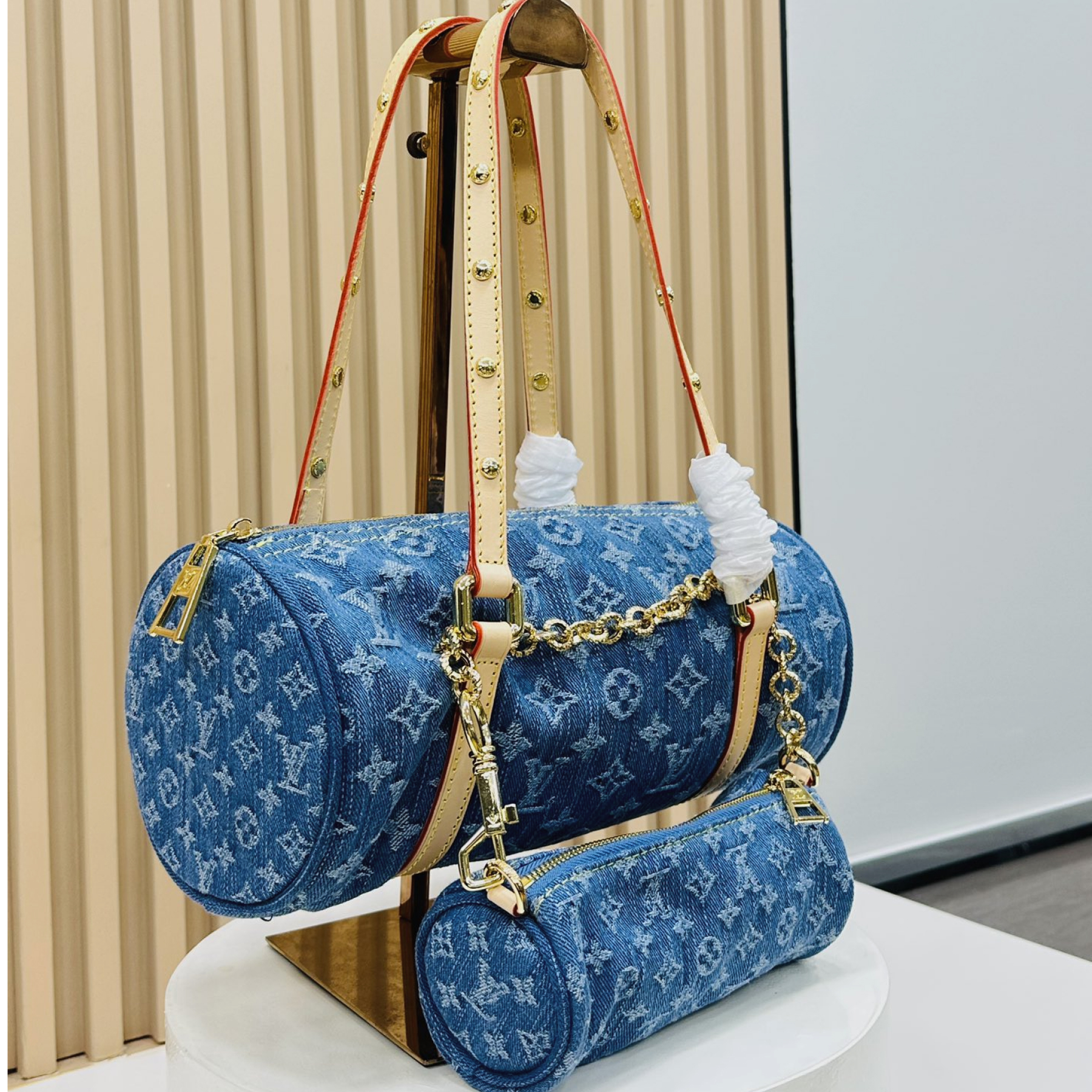 Designer Monogram Papillon Casual Style Unisex Denim Shoulder Bag - Gorchic - $131.99