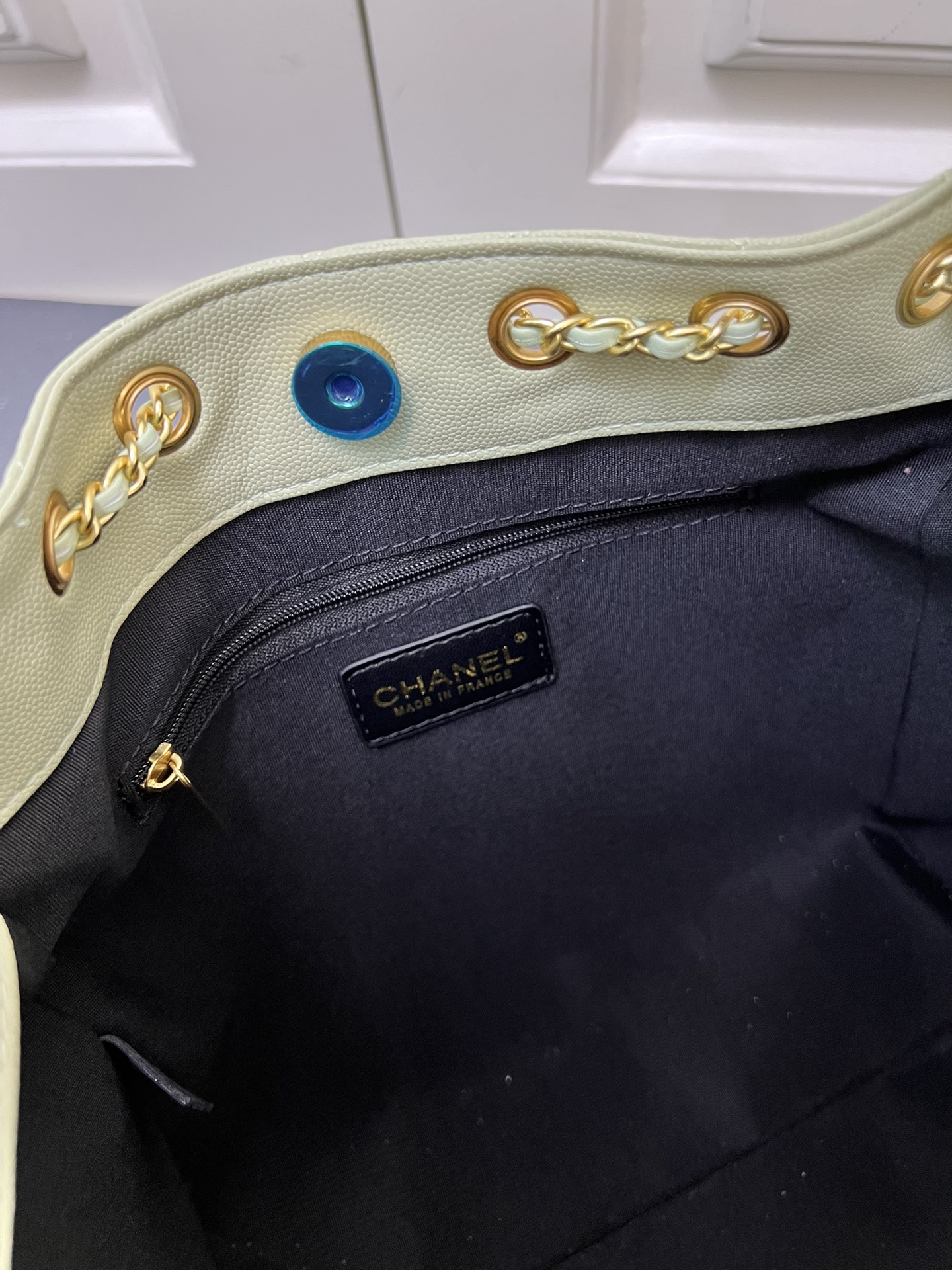 CC Inspired 25 Small Handbag Grained Calfskin & Gold-Tone Metal Light Green - Bag - Gorchic - $152.99