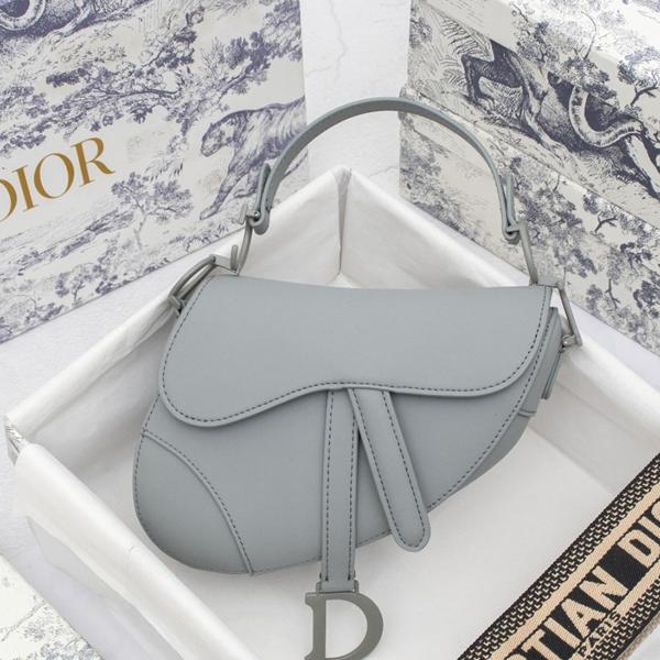D Inspired SADDLE Bag Gray Ultramatte Calfskin M0446ILLO_M41G - Bag - Gorchic - $138.99
