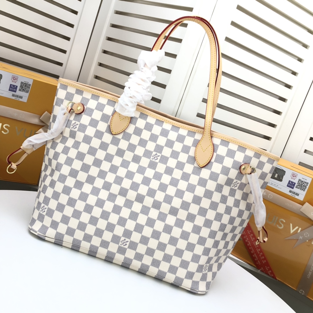 Designer Monogram  Damier Azur Canvas Neverfull GM - Bag - Gorchic - $118.99