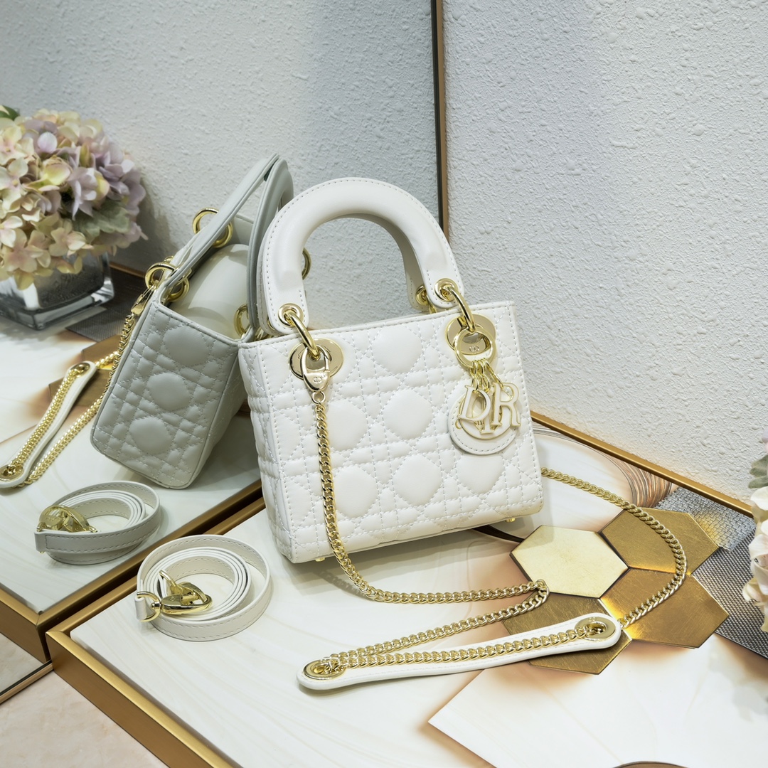D Inspired Mini Lady D Inspired Bag White Cannage Calfskin - Bag - Gorchic - $138.99