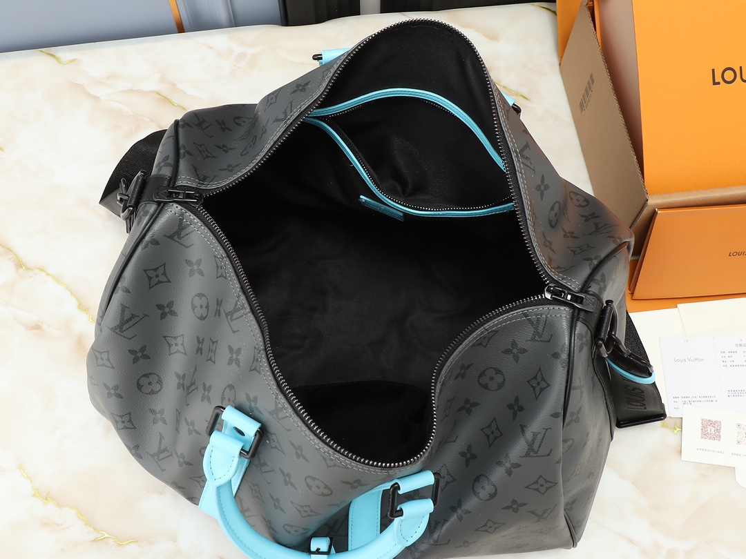 Designer Monogram  Keepall Travel Bag Multi Sizes Blue Grey- Bag - Gorchic - $167.99