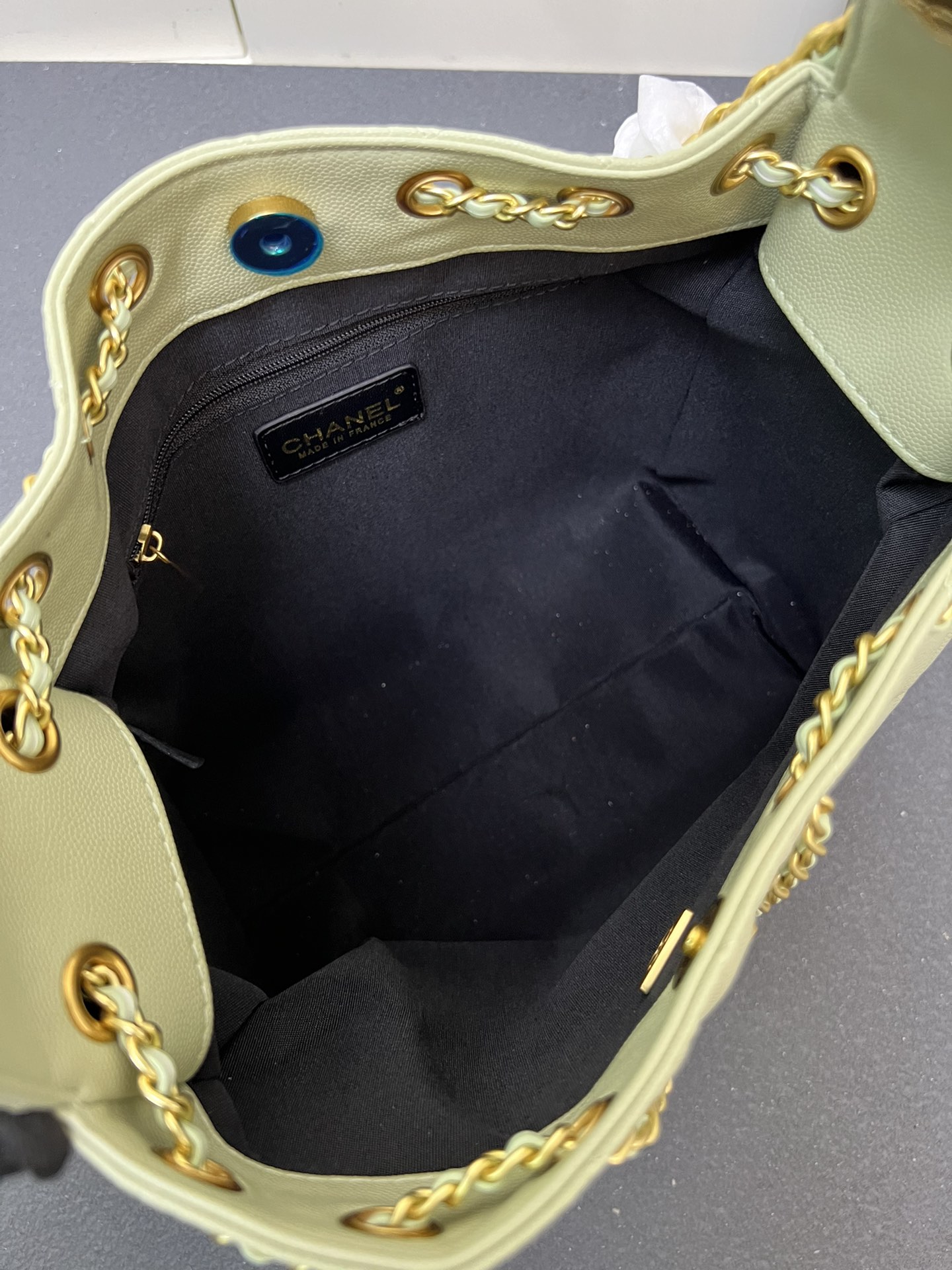 CC Inspired 25 Small Handbag Grained Calfskin & Gold-Tone Metal Light Green - Bag - Gorchic - $152.99