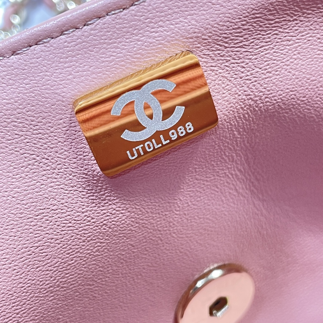 CC Inspired Lambskin Quilted Mini Top Handle Rectangular Flap Pink Bag - Gorchic - $152.99