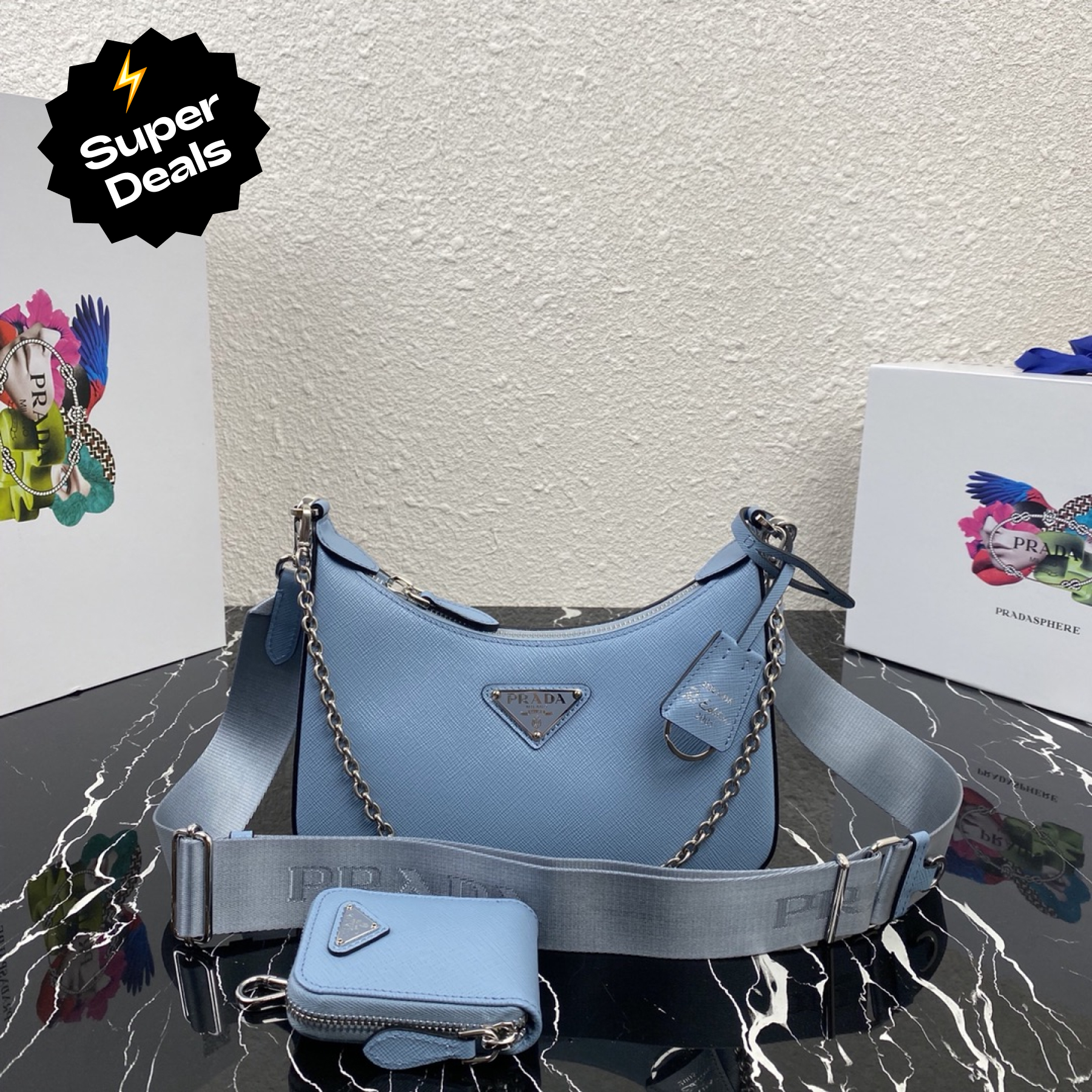 Saffiano texture Re-Edition 2005 Saffiano Leather Bag - Gorchic - $103.99