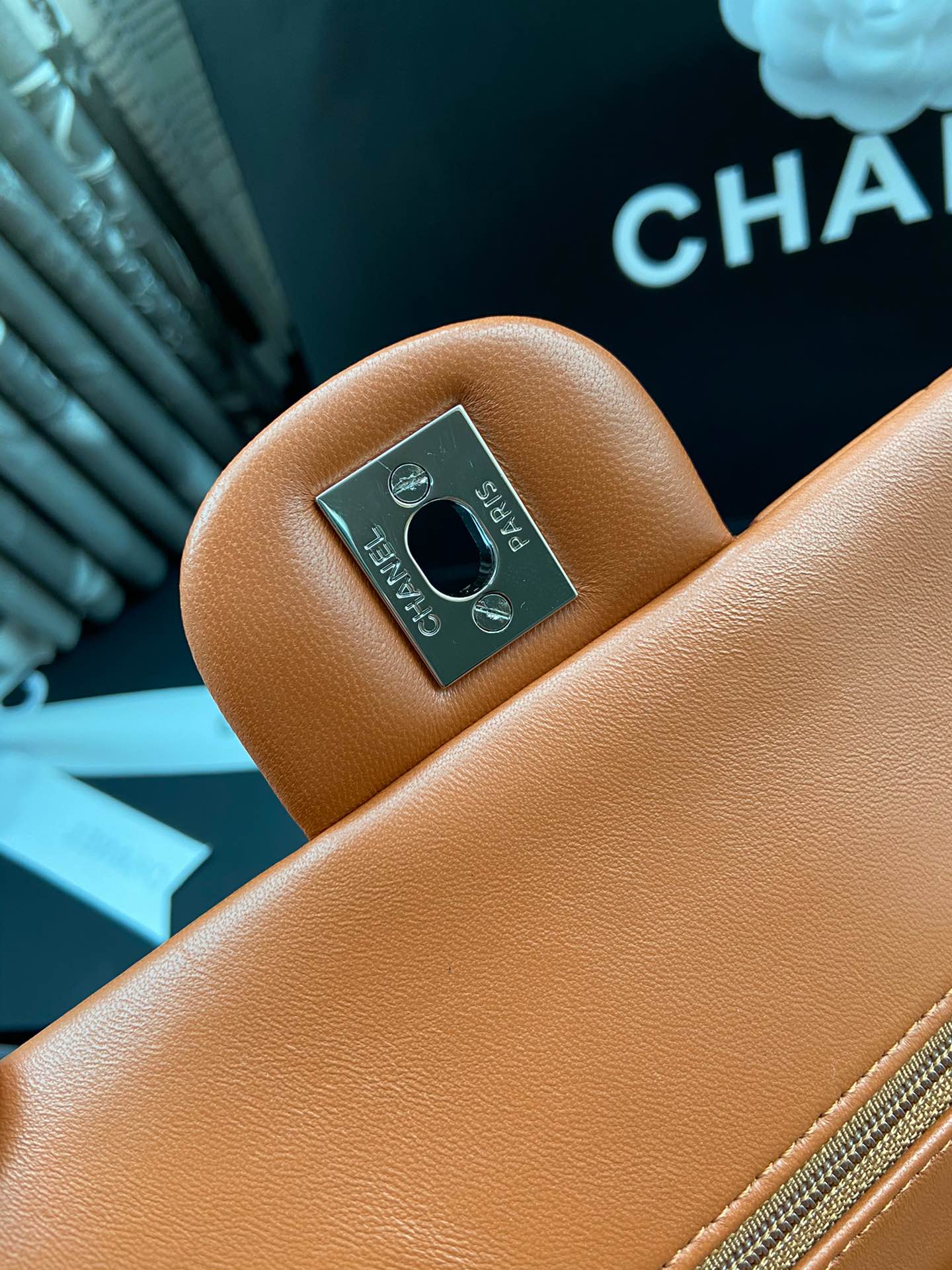 CC Inspired Classic Double Flap Bag Dark Caramel Sier Hardware - Bag - Gorchic - $122.99