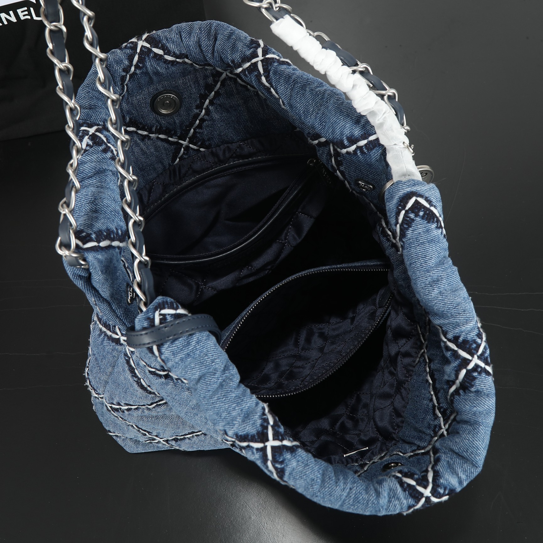 CC Inspired Stitched Denim Quilted CC Inspired 22 Blue - Bag - Gorchic - $129.99