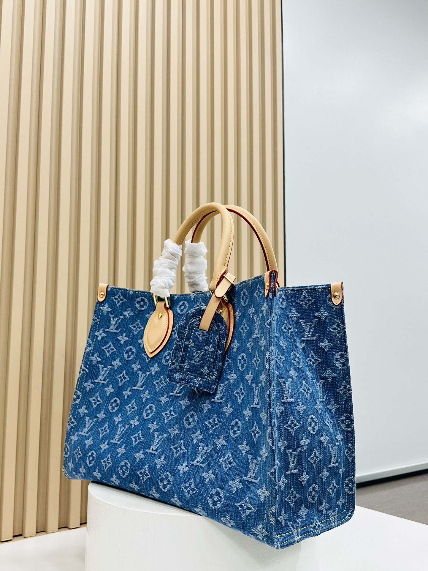 Designer Monogram Jacquard Denim Onthego MM Blue - Bag - Gorchic - $132.99
