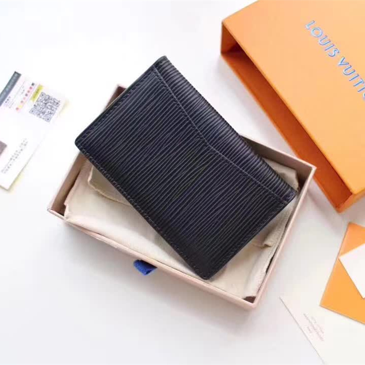 Designer Monogram Card Case Black Wallet - Gorchic - $110.99