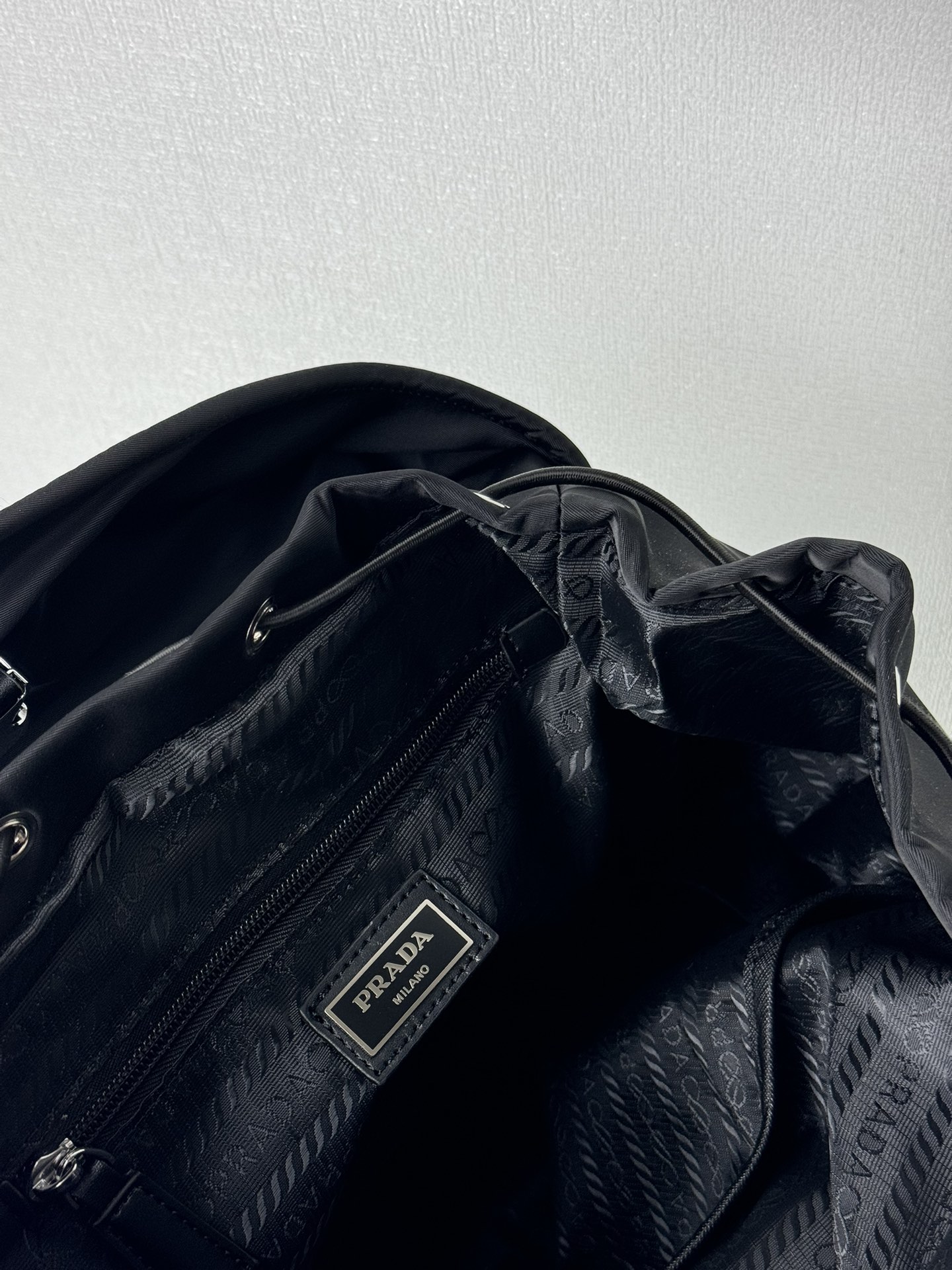 Saffiano texture Re-Nylon and leather backpack Black Bag - Gorchic - $157.99