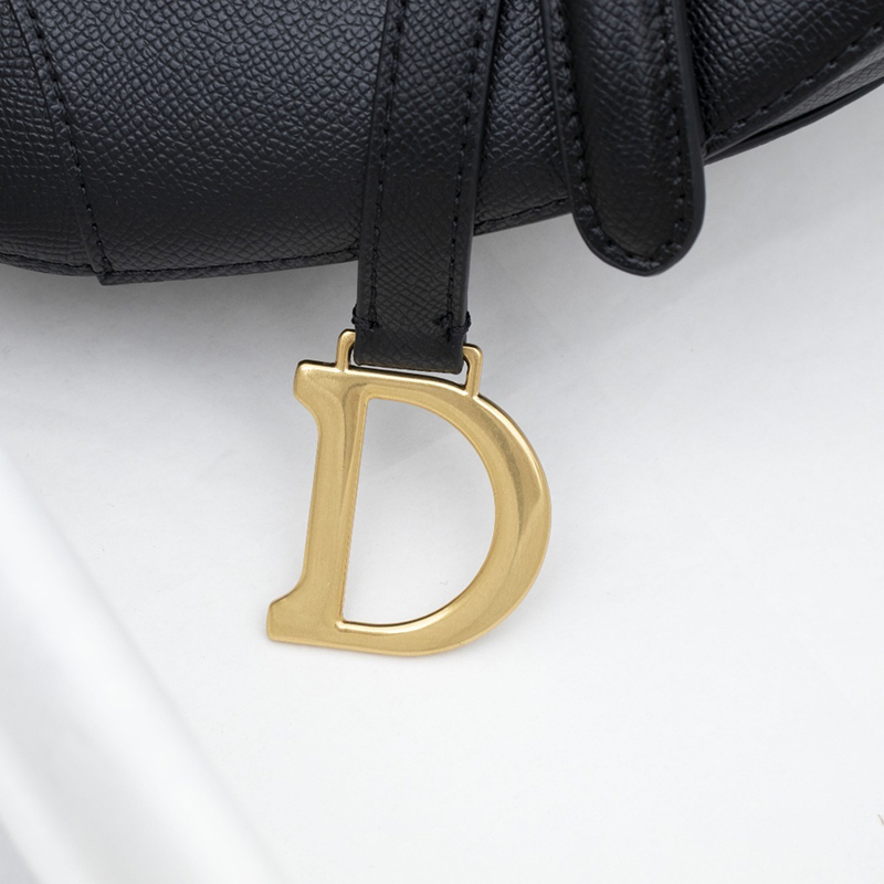 D Inspired Womens Bags Shoulder Bags SADDLE BAG Black Grained Calfskin - Bag - Gorchic - $138.99