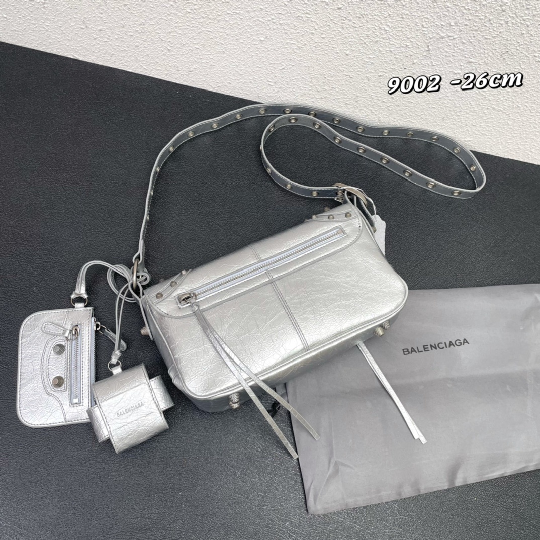 Hourglass iconic Le Cagole XS Leather Duffle Sliver Bag - Gorchic - $183.99