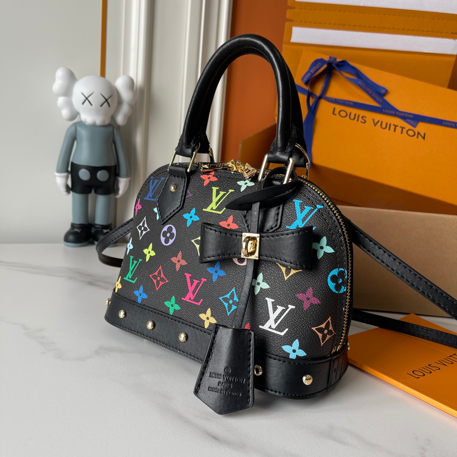 Designer Monogram x Murakami  x TM Alma BB Black Bag - Gorchic - $132.99