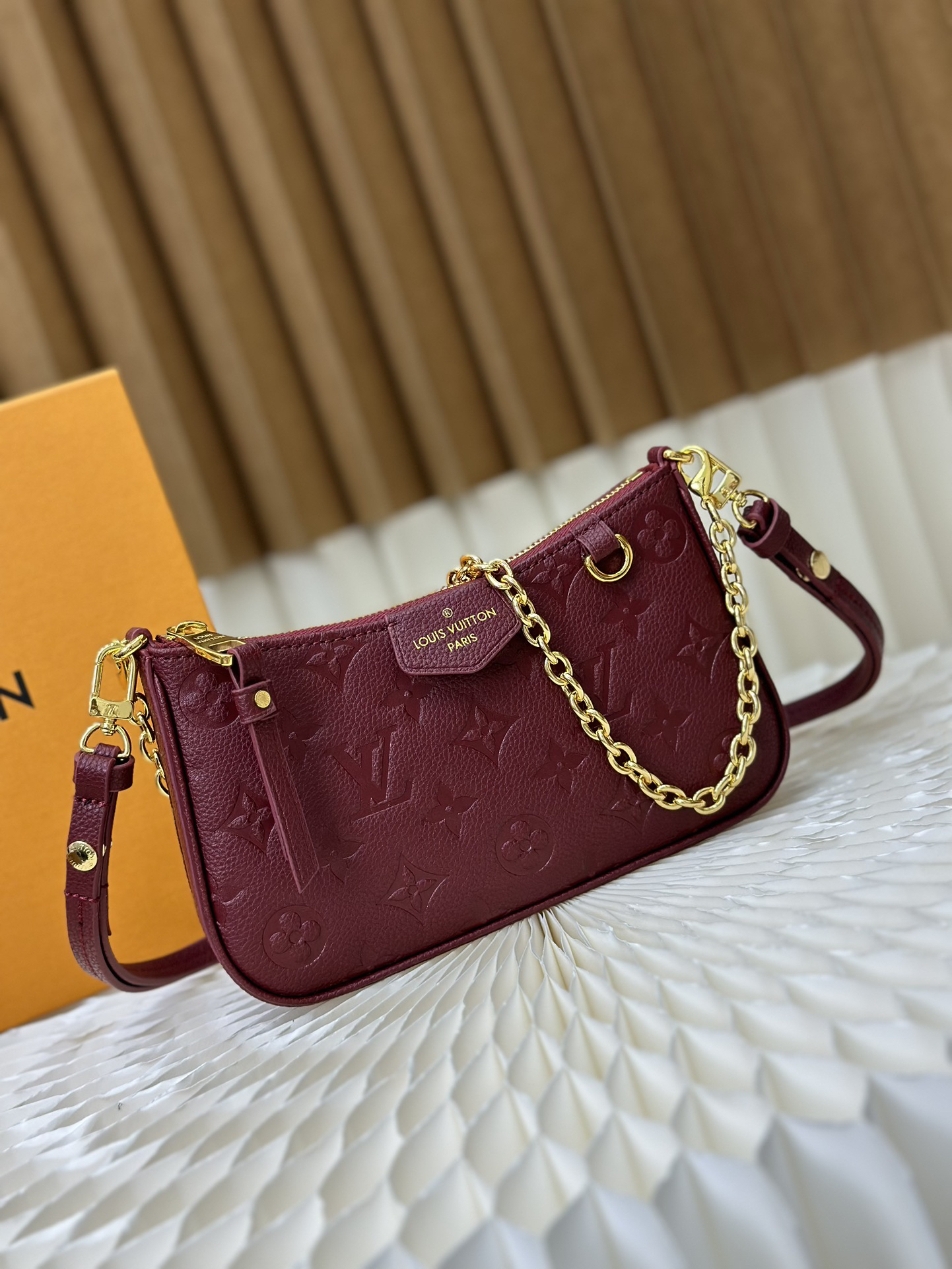 Designer Monogram Easy Pouch On Strap Handbag - Red - Gorchic - $107.99