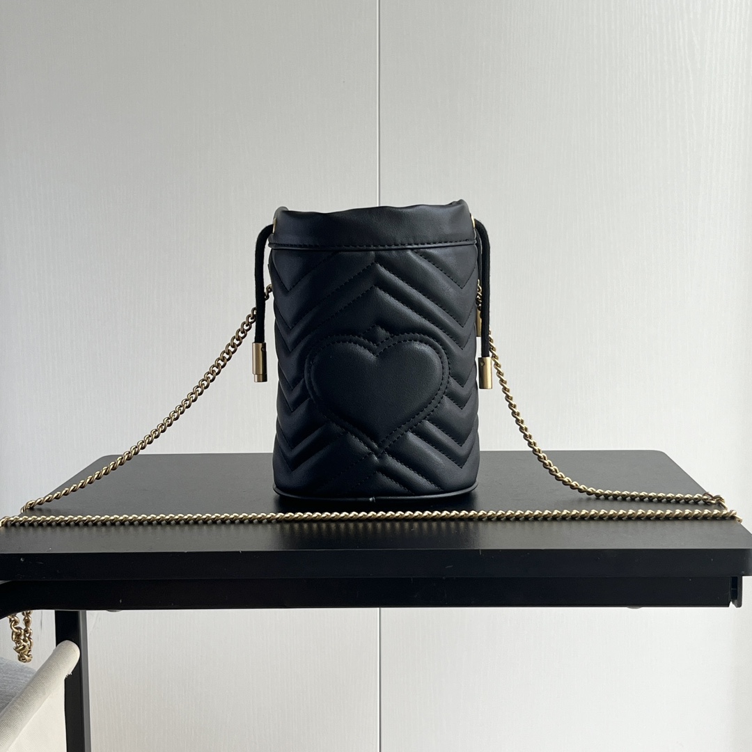 Double-G GG marmont mini bucket bag Black - Bag - Gorchic - $121.99