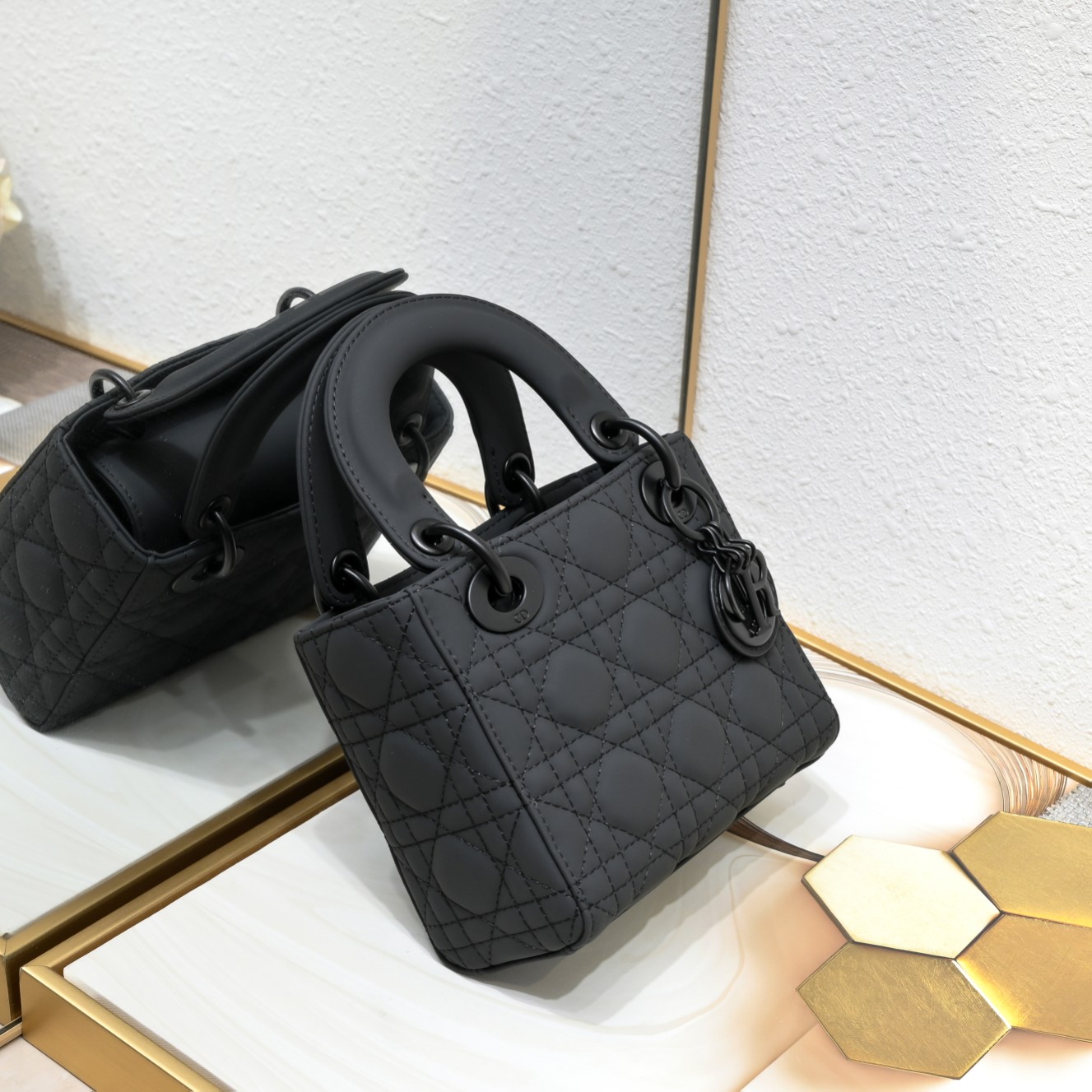 D Inspired Mini Lady D Inspired Bag Black Ultramatte Calfskin - Bag - Gorchic - $138.99