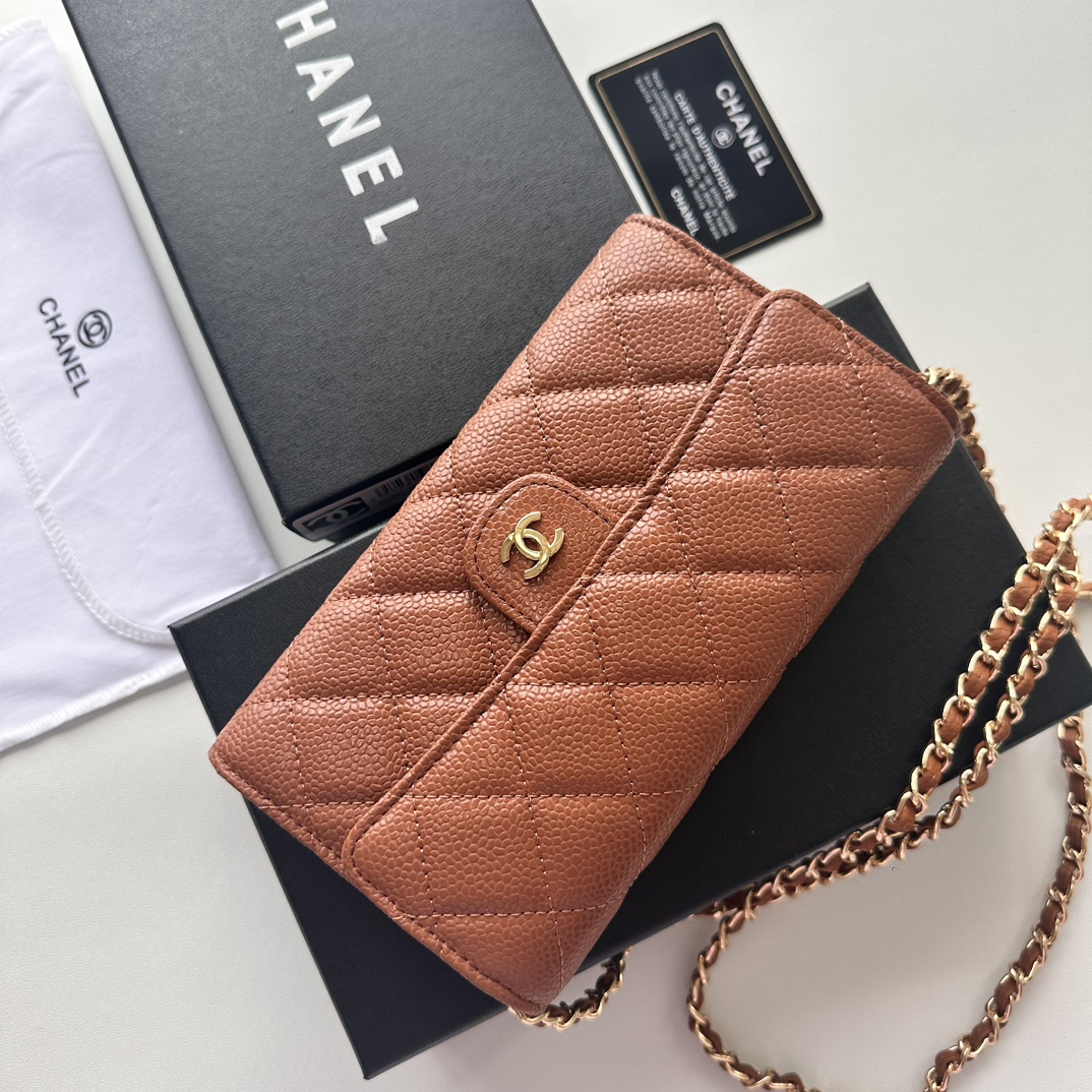 CC Inspired 23 Wallet on Chain- Brown Bag - Gorchic - $98.99